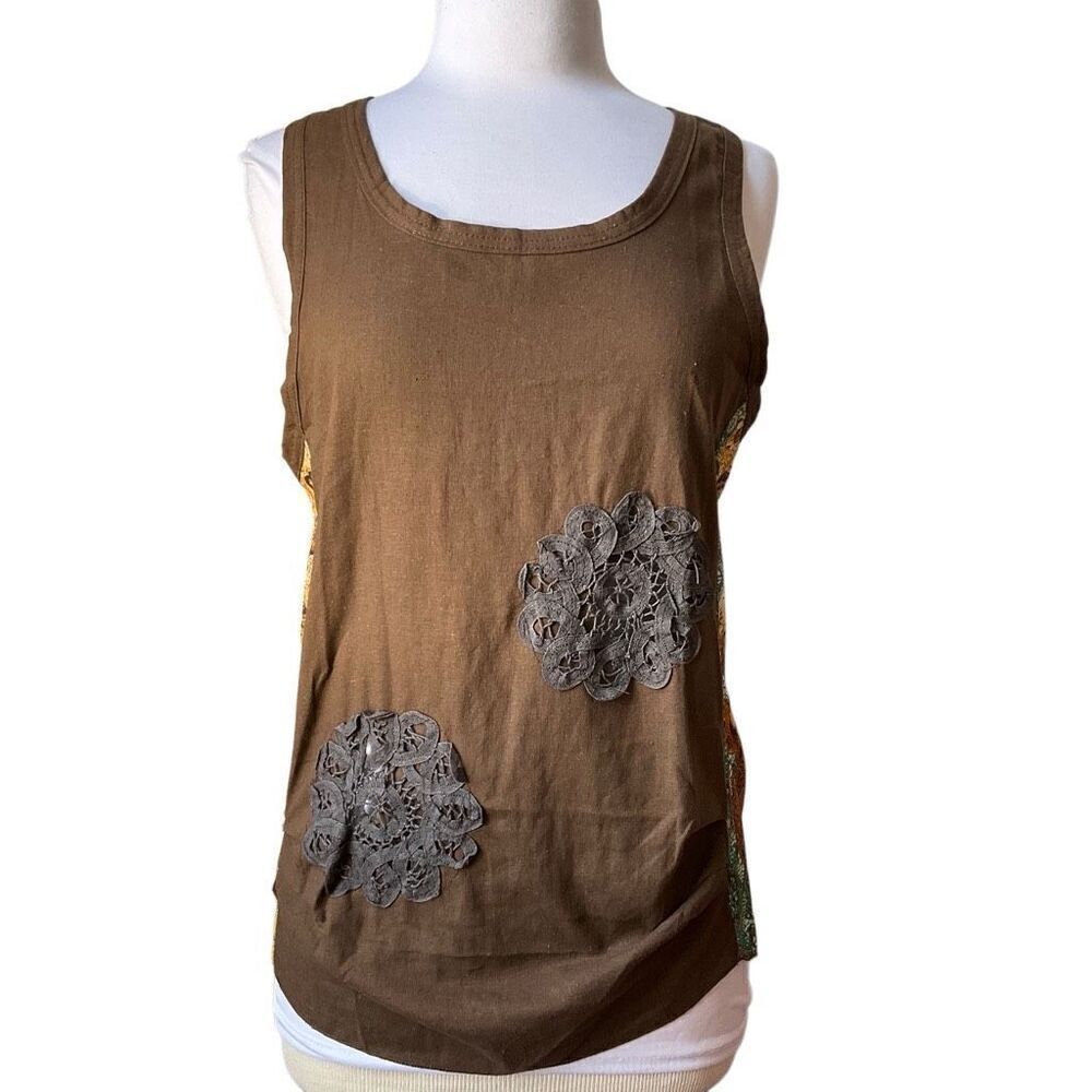 Linen Boho Tank with Lace Appliqués and Funky Panels by ANAP, with Bandeau. One
